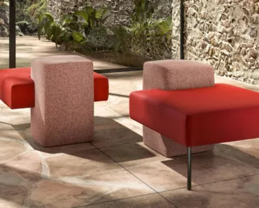 Pouf di design in tessuto Mark di Doimo Salotti