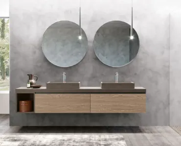 Mobile da Bagno sospeso con doppio lavabo Linea 05 di Archeda