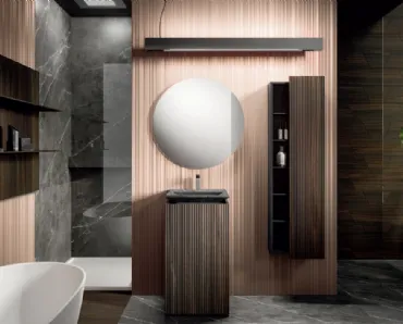 Mobile da Bagno a terra Lympha Monolite 10 in Rovere Terra dogato di Altamarea