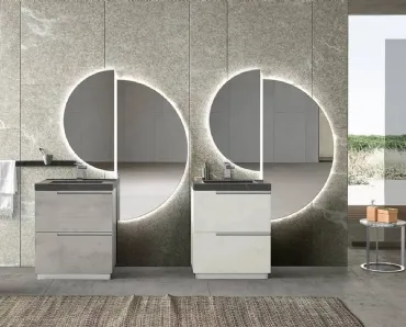 Mobile da Bagno a terra Side 03 in melaminico con top in gres pietra grey di Archeda