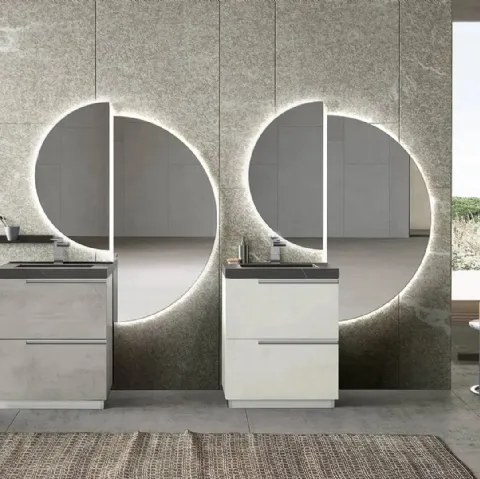 Mobile da Bagno a terra Side 03 in melaminico con top in gres pietra grey di Archeda