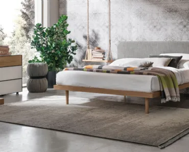 Letto in legno con testiera in tessuto Milly di Tomasella