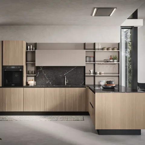 Cucina Moderna con penisola Colibrì Maniglia Presa 01di Forma Cucine