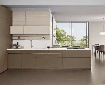 Cucina Moderna angolare Iconica 05 in laccato opaco Cappuccino di Veneta Cucine