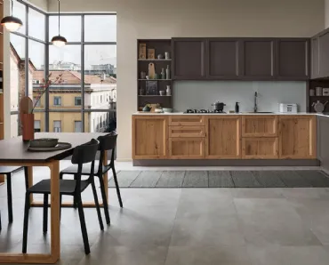 Cucina Moderna angolare Milano 03 in Rovere e laccato Grigio di Veneta Cucine