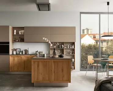 Cucina Milano 06 in Rovere e laccato Marrone di Veneta Cucine