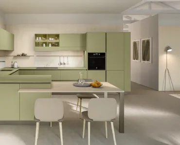 Cucina Moderna con penisola Start Time J 01 di Veneta Cucine