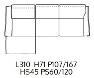 PENISOLA SX L290CM (P167/107CM H71/96CM)
